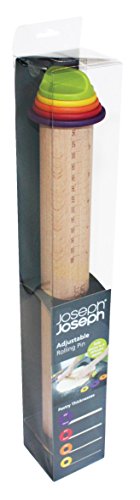 Joseph Joseph Adjustable Rolling Pin with Removable Rings, 13.6", Multi-Color