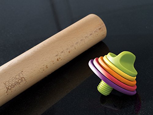 Joseph Joseph Adjustable Rolling Pin with Removable Rings, 13.6", Multi-Color