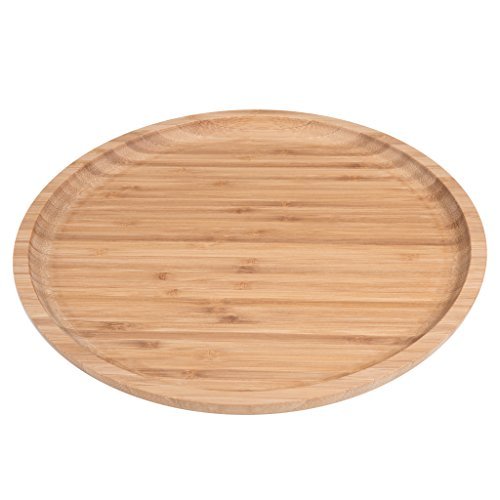 2-Pack Bamboo Round Plates ,12 Inches Cheese Plates Coffee Tea Serving Tray Fruit platters Party Dinner Plates Sour Candy Tray