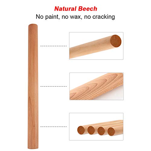 Rolling Pin Wood, Rolling Pins for Baking with Premium Beech Wood Perfect for Restaurants and Home, 16 Inch