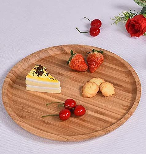 2-Pack Bamboo Round Plates ,12 Inches Cheese Plates Coffee Tea Serving Tray Fruit platters Party Dinner Plates Sour Candy Tray