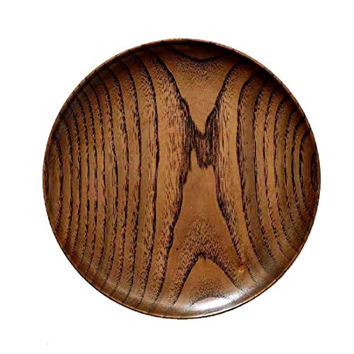 Weyoo Round Wood Dish, Plate Acacia Wooden for Cake, Sweets Fruit Dessert Coffee Dish, Round Wood Dinner Tableware Plates, Tray for Home Decoration (5.3 Inch)