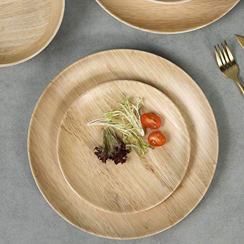 Melamine Dinnerware Set - 12pcs dinnerware set Indoor and Outdoor use, Bamboo Pattern Dishes Dinnerware Set for 4,Dishwasher Safe (Wood Grain)