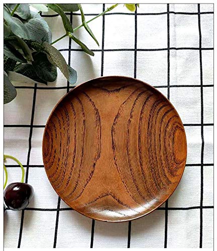 Weyoo Round Wood Dish, Plate Acacia Wooden for Cake, Sweets Fruit Dessert Coffee Dish, Round Wood Dinner Tableware Plates, Tray for Home Decoration (5.3 Inch)