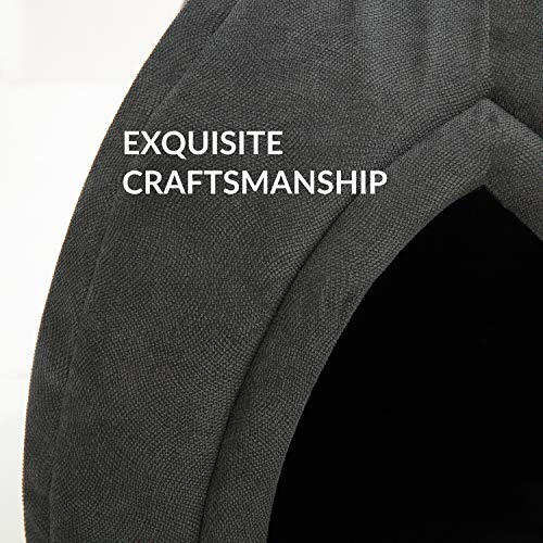 Bedsure Pet Tent Cave Bed for Cats/Small Dogs - 15x15x15 inches 2-in-1 Cat Tent/Kitten Bed/Cat Hut with Removable Washable Cushioned Pillow - Microfiber Indoor Outdoor Pet Beds, Dark Grey