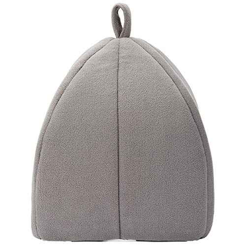 Hollypet Self-Warming 2 in 1 Foldable Comfortable Triangle Cat Bed Tent House, Dark Gray