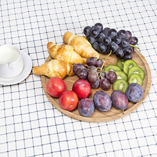 2-Pack Bamboo Round Plates ,12 Inches Cheese Plates Coffee Tea Serving Tray Fruit platters Party Dinner Plates Sour Candy Tray