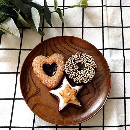 Weyoo Round Wood Dish, Plate Acacia Wooden for Cake, Sweets Fruit Dessert Coffee Dish, Round Wood Dinner Tableware Plates, Tray for Home Decoration (5.3 Inch)