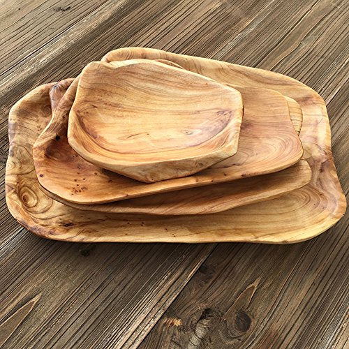 COSPRING Root Wood Dish, Party Platter and Tray for Sandwich Bread Serving, appetizer display, Vintage ring dish, Hand Carved Artworks (8 inch)